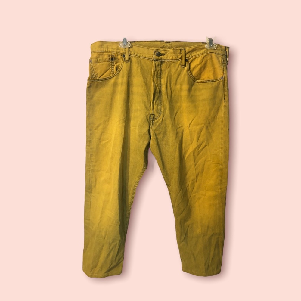 Levi’s Retro Color Washed 501 CT (Customized Tapered) Yellow Jeans Mens 40x24